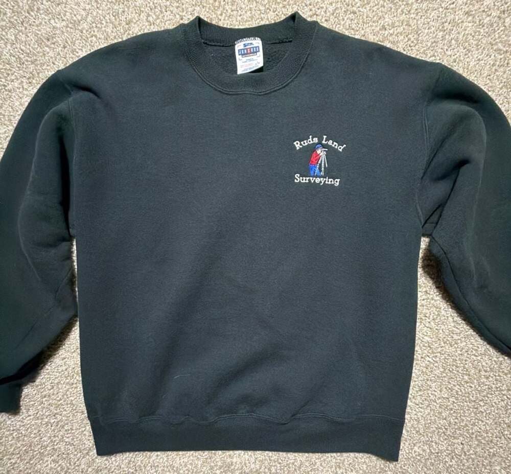 Vintage Jerzees Ruds Land Surveying Embroidered Dark Green Sweatshirt Size L